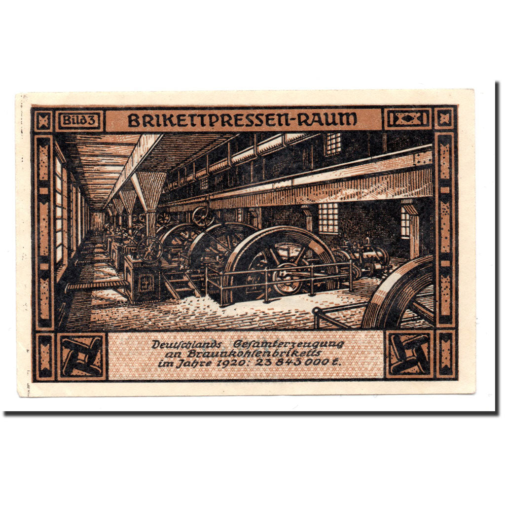 Biljet, Duitsland, Bitterfeld Stadt, 50 Pfennig, Usine 1, 1921, 1921-12-01