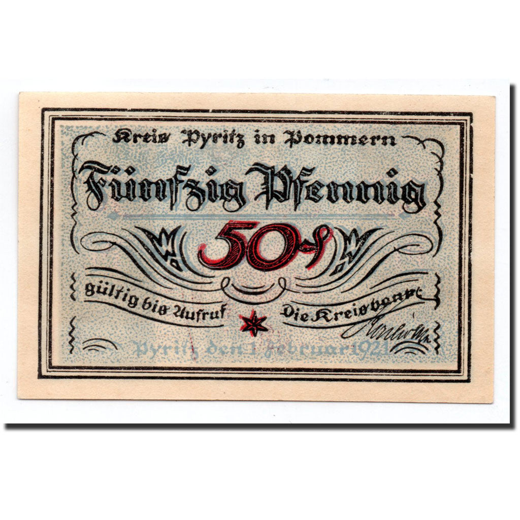 Biljet, Duitsland, Pyritz, 50 Pfennig, personnage, 1921, 1921-02-01, NIEUW