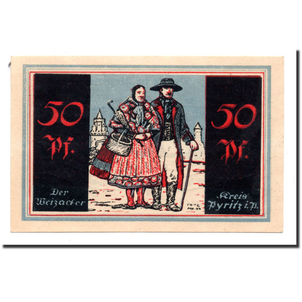 Biljet, Duitsland, Pyritz, 50 Pfennig, personnage, 1921, 1921-02-01, NIEUW