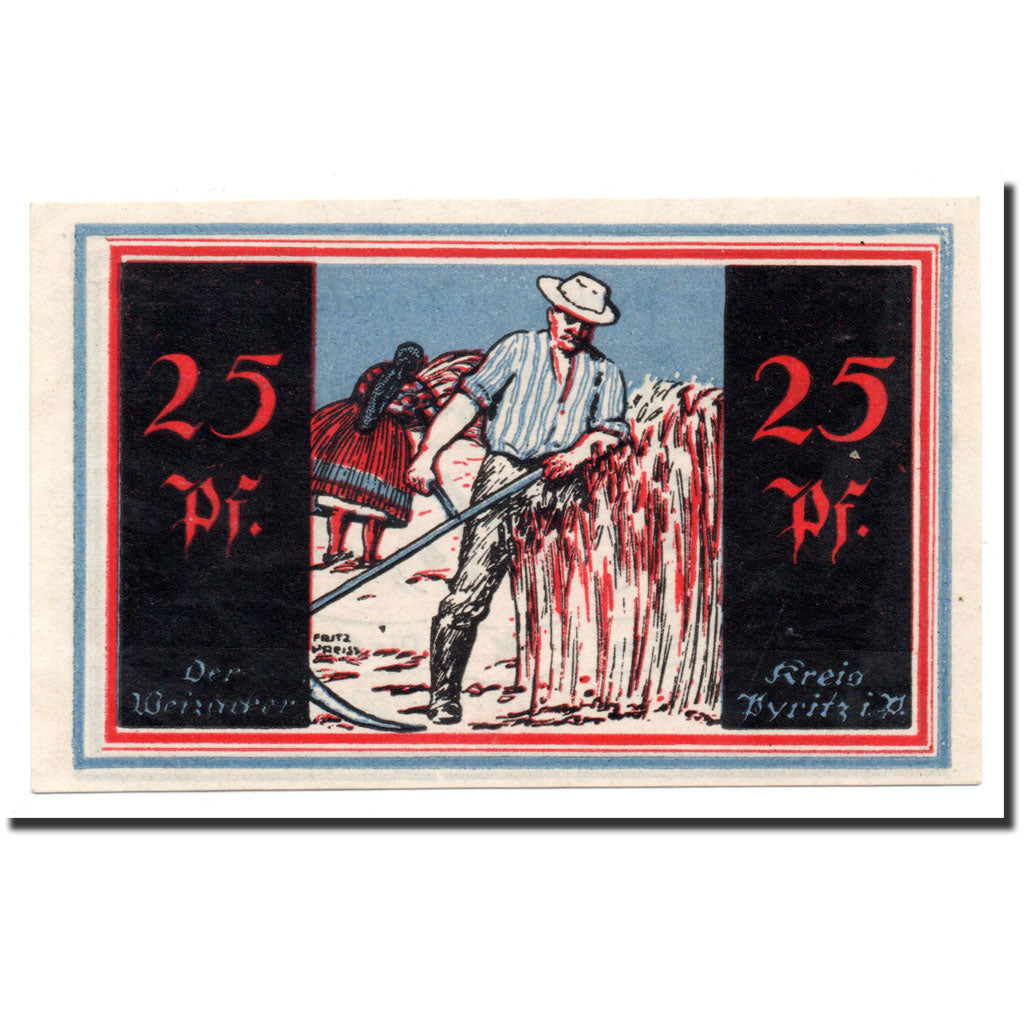 Biljet, Duitsland, Pyritz, 25 Pfennig, personnage, 1921, 1921-02-01, NIEUW