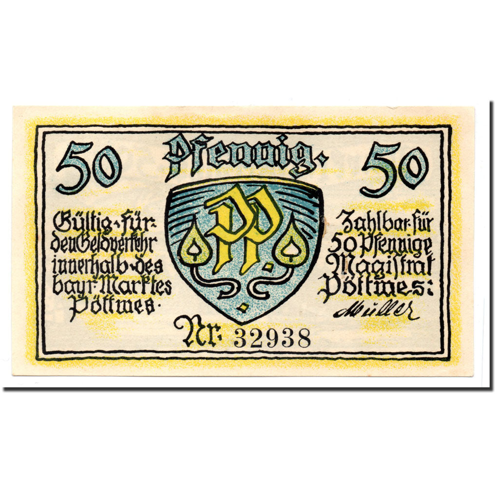 Billet, Allemagne, Pöttmes, 50 Pfennig, paysage, O.D, Undated, NEUF