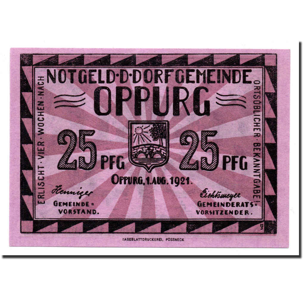 Biljet, Duitsland, Oppurg, 25 Pfennig, paysage, 1921, 1921-08-01, SPL