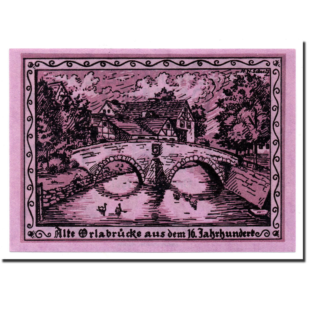 Biljet, Duitsland, Oppurg, 25 Pfennig, paysage, 1921, 1921-08-01, SPL