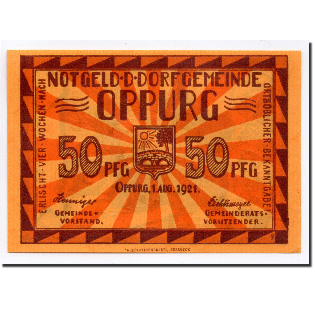Billet, Allemagne, Oppurg, 50 Pfennig, paysage 1, 1921, 1921-08-01, SPL