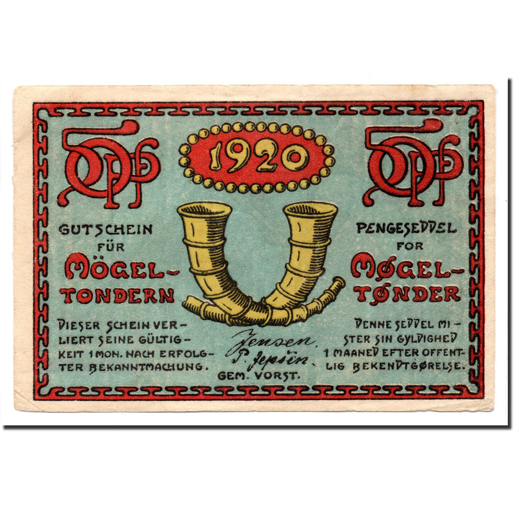 Biljet, Duitsland, Mögeltondern, 50 Pfennig, personnage, 1920, Undated, SPL