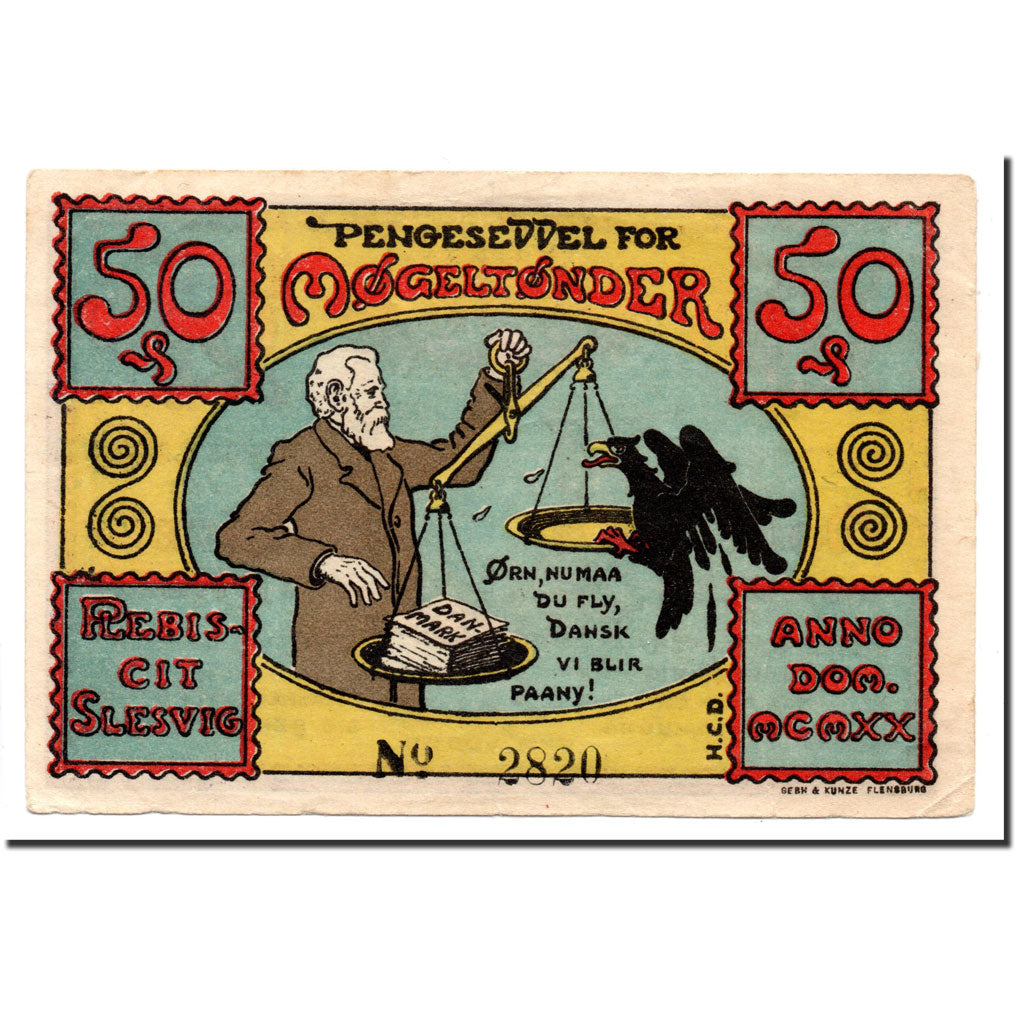 Biljet, Duitsland, Mögeltondern, 50 Pfennig, personnage, 1920, Undated, SPL