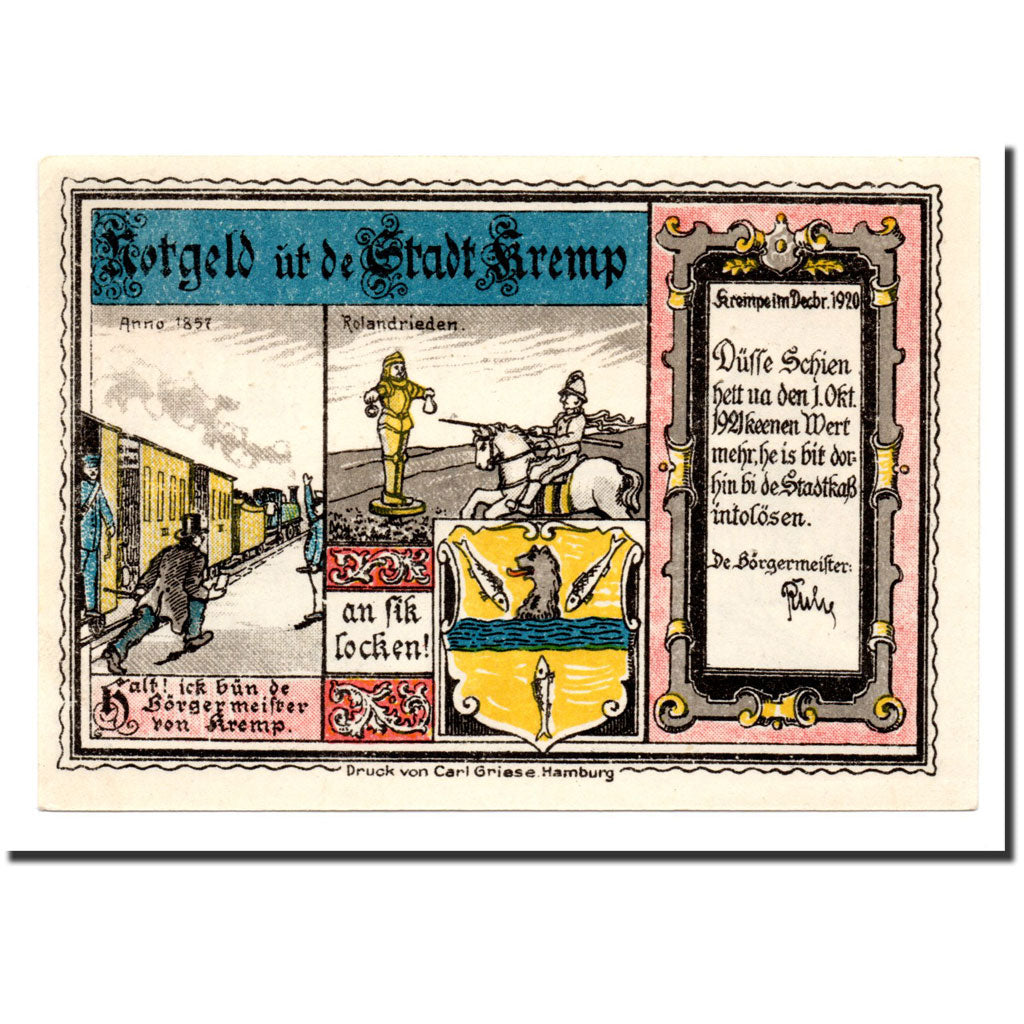 Billet, Allemagne, Krempe, 25 Pfennig, paysage, 1920, Undated, NEUF, Mehl:742.1a