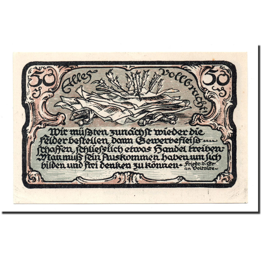 Billet, Allemagne, Friedrichsburnn, 50 Pfennig, courrier, 1921, 1921-10-15, SPL