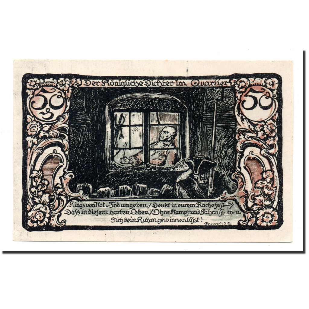 Biljet, Duitsland, Friedrichsburnn, 50 Pfennig, personnage 6, 1921, 1921-10-15
