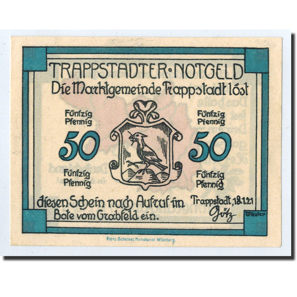 Billet, Allemagne, Trappstadt, 50 Pfennig, carte, 1921, 1921-01-18, NEUF