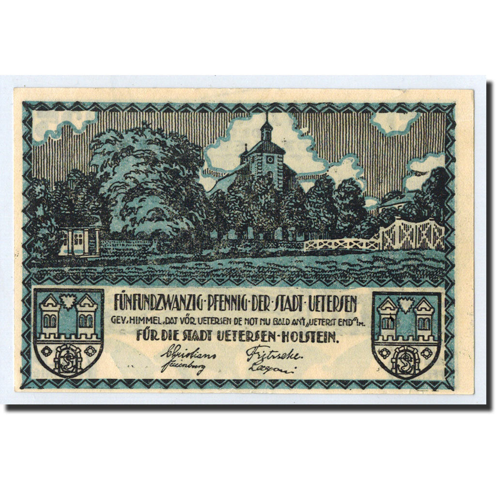 Billet, Allemagne, Uetersen, 25 Pfennig, paysage, O.D, Undated, NEUF