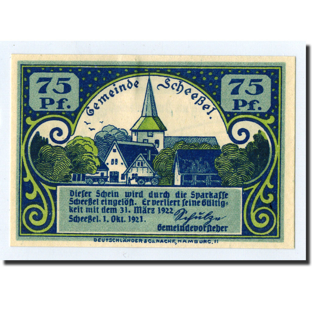 Billet, Allemagne, Scheessel, 75 Pfennig, personnage, 1921, 1921-10-01, NEUF