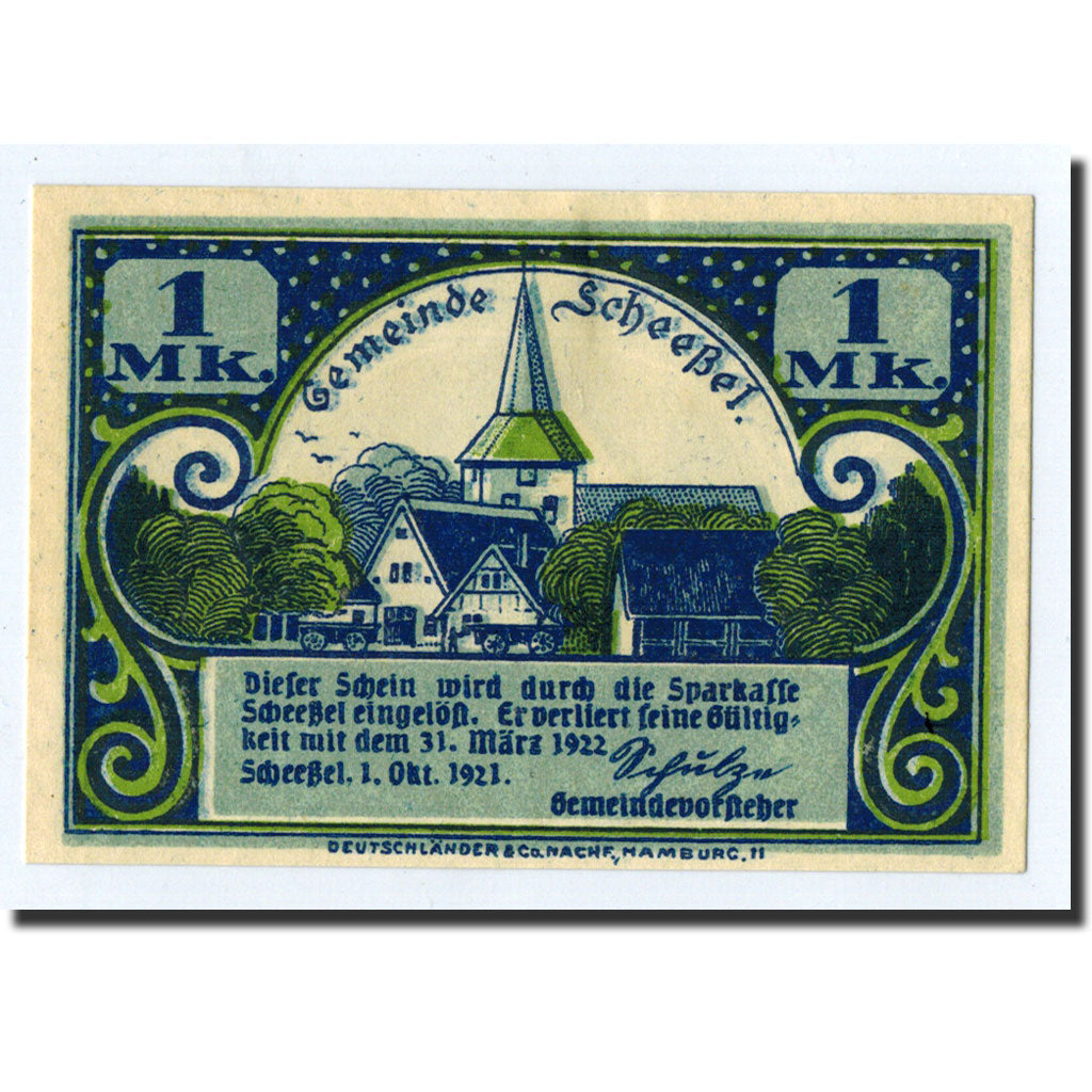Billet, Allemagne, Scheessel, 1 Mark, personnage, 1921, 1921-10-01, NEUF