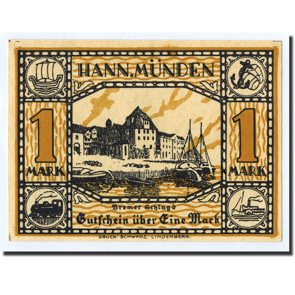Biljet, Duitsland, Hann. Münden, 1 Mark, paysage, O.D, Undated, NIEUW