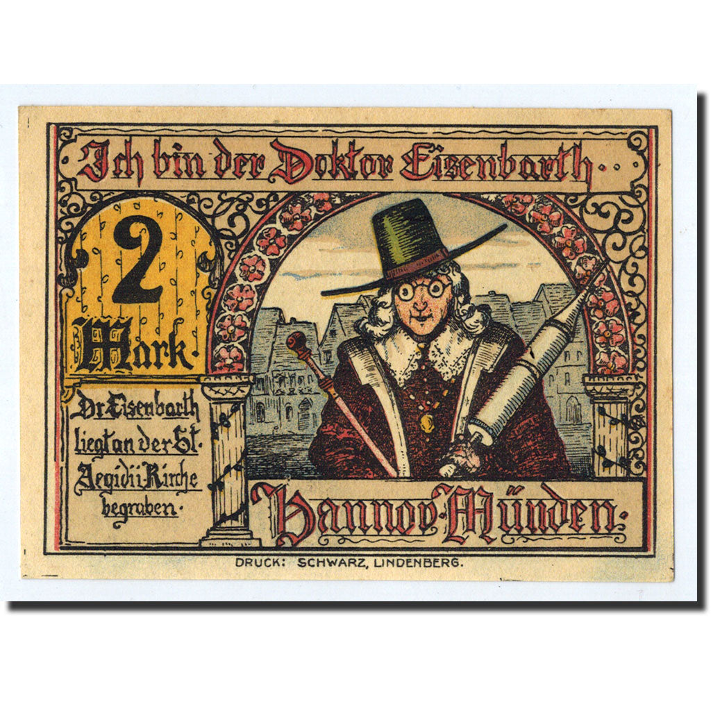 Biljet, Duitsland, Hann. Münden, 2 Mark, personnage, O.D, Undated, NIEUW
