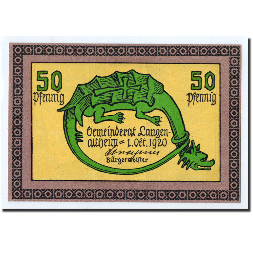 Banknote, Germany, Langenaltheim, 50 Pfennig, Animaux, 1920, Undated