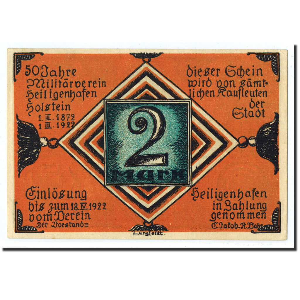 Banknote, Germany, Heiligenhafen, 2 Mark, personnage, 1922, 1922-03-01