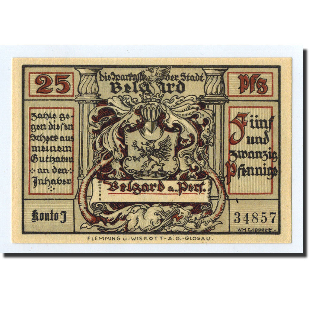 Banknote, Germany, Belgard a. Persante Stadt, 25 Pfennig, cavalier, O.D