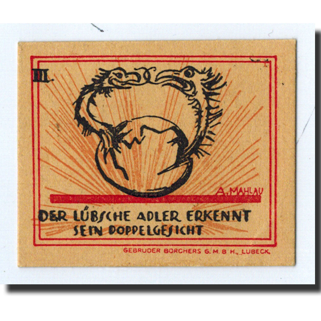 Banknote, Germany, Lübeck, 20 Pfennig, oiseau, 1921, 1921-04-01, UNC(63)