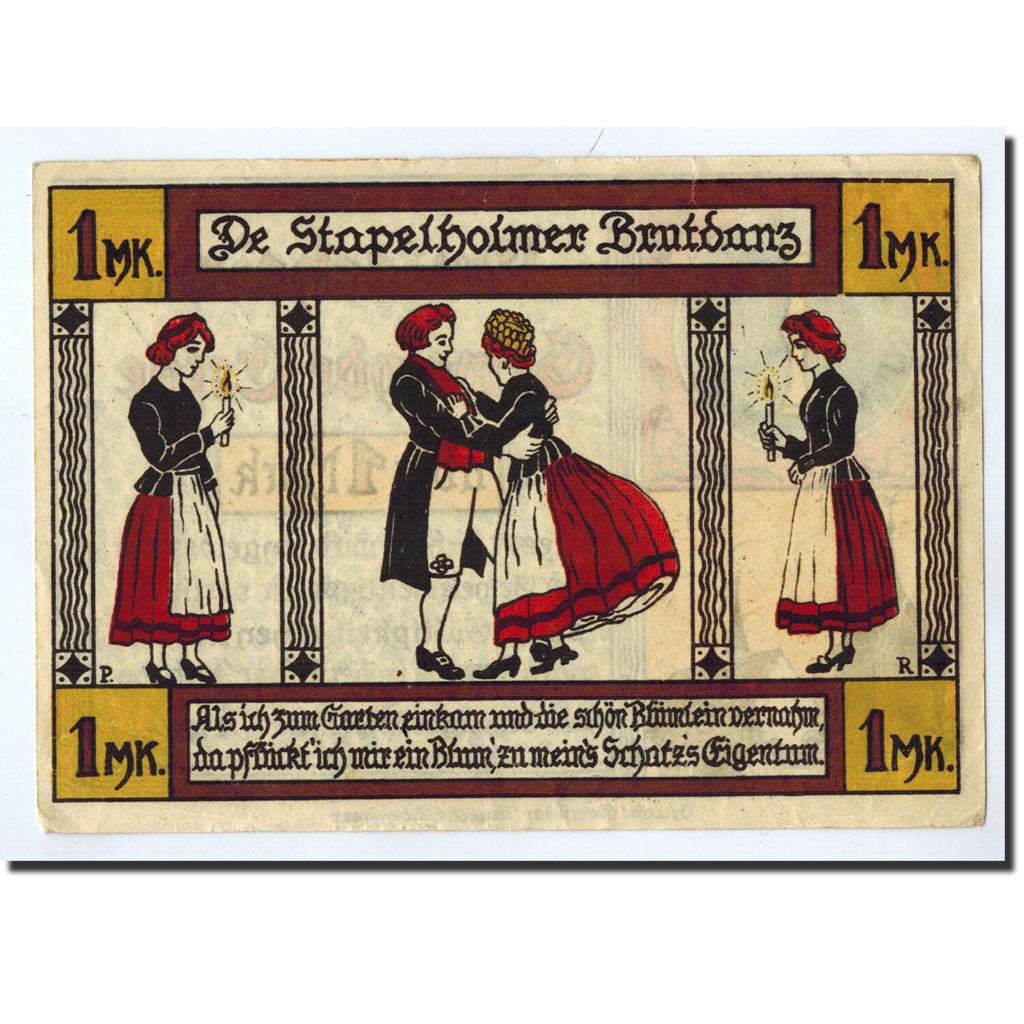 Banknote, Germany, Erfde, 1 Mark, personnage, O.D, Undated, UNC(63), Mehl:340.1