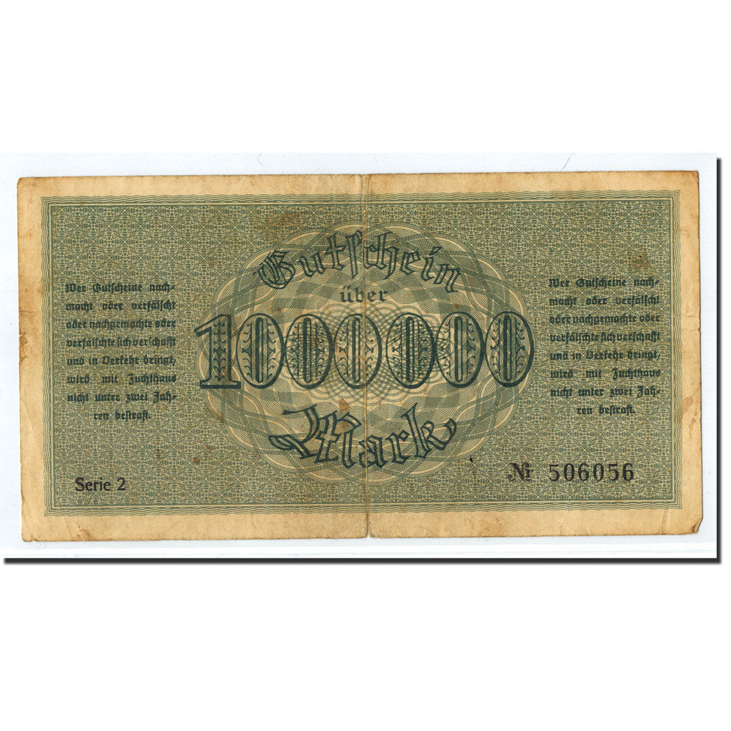 Banknote, Germany, Plauen, 1 Million Mark, graphique, 1923, 1923-08-10