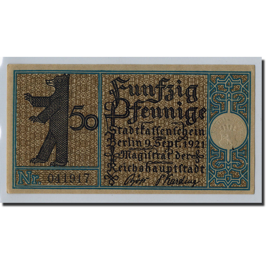 Banknote, Germany, Berlin Stadt, 50 Pfennig, paysage 8, 1921, 1921-09-09