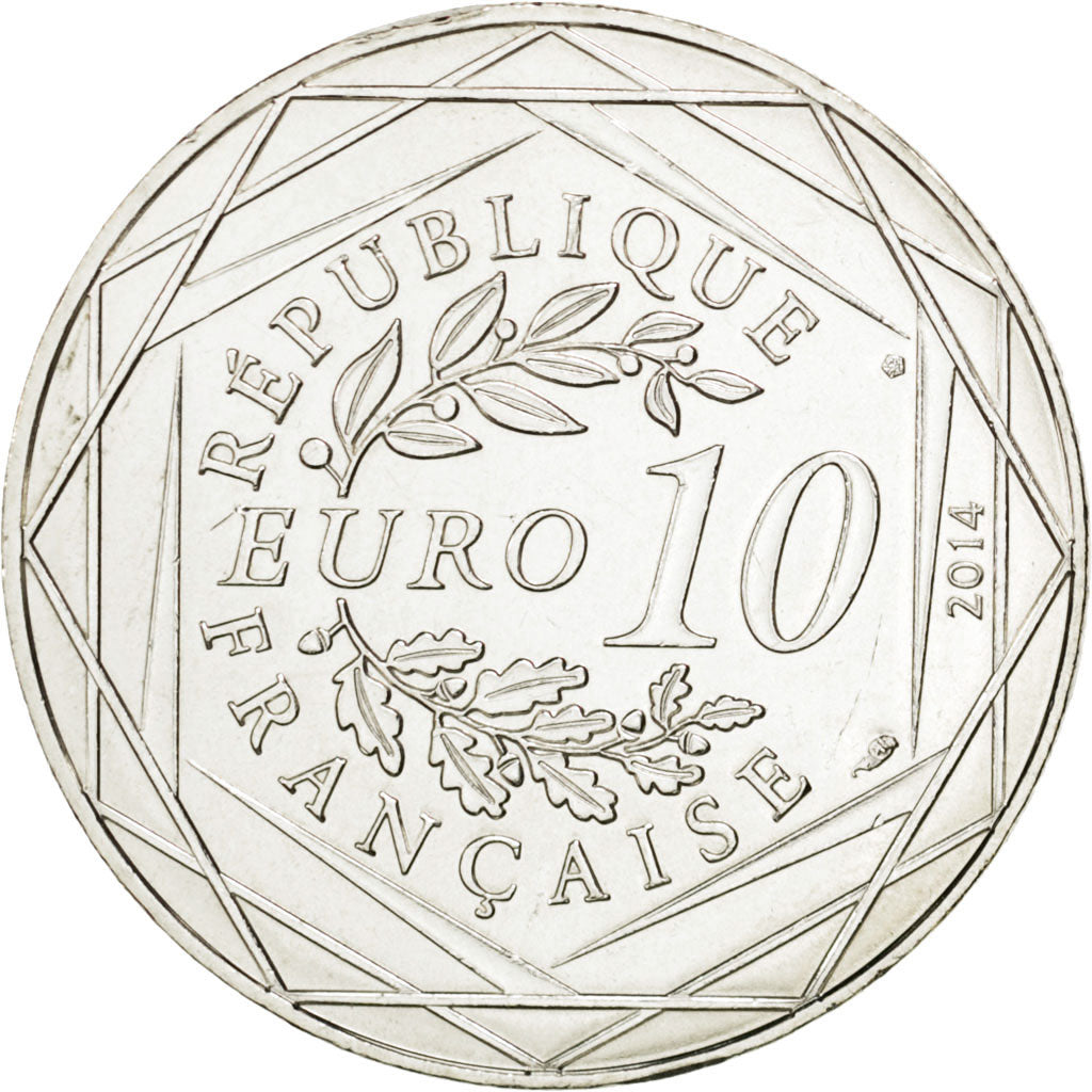 Moneta, Francja, 10 Euro, 2014, MS(63), Srebro