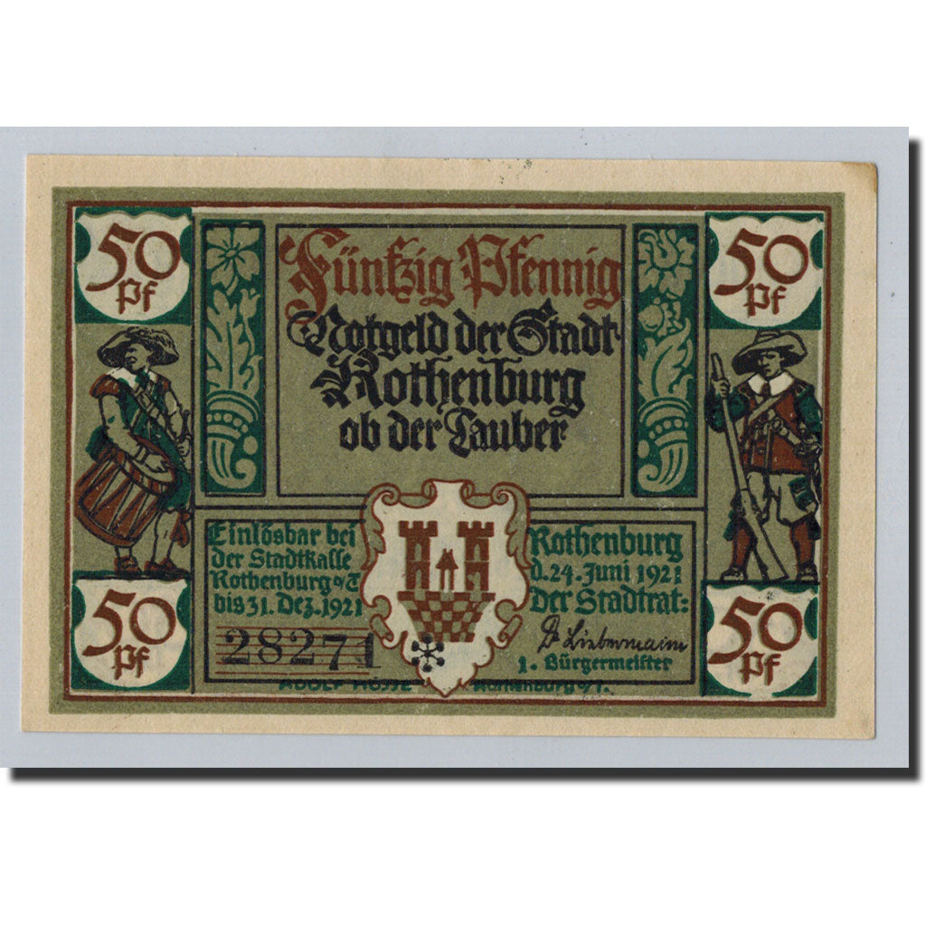Banknote, Germany, Rothenburg o.T. Stadt, 50 Pfennig, portrait, 1921