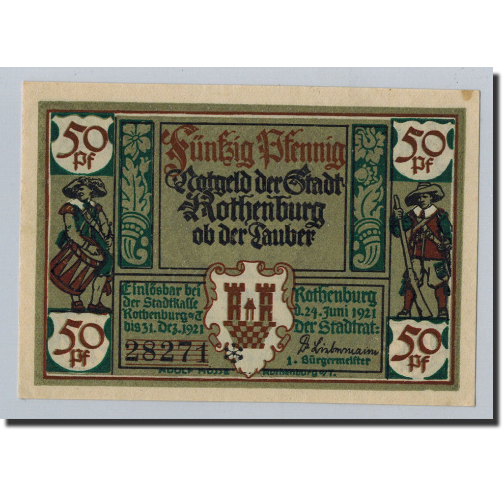Banknote, Germany, Rothenburg o.T. Stadt, 50 Pfennig, portrait 5, 1921