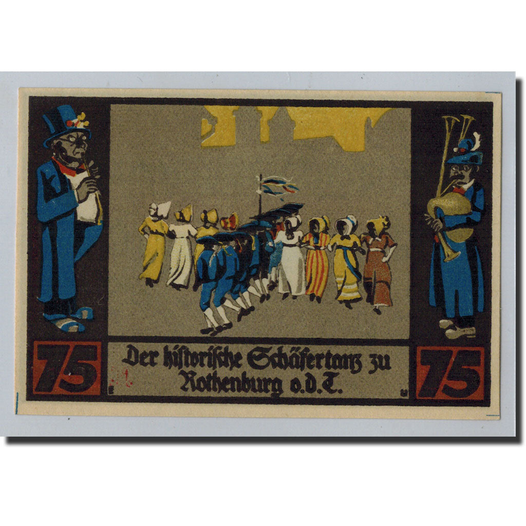 Banconote, Germania, Rothenburg o.T. Stadt, 75 Pfennig, personnage, 1921