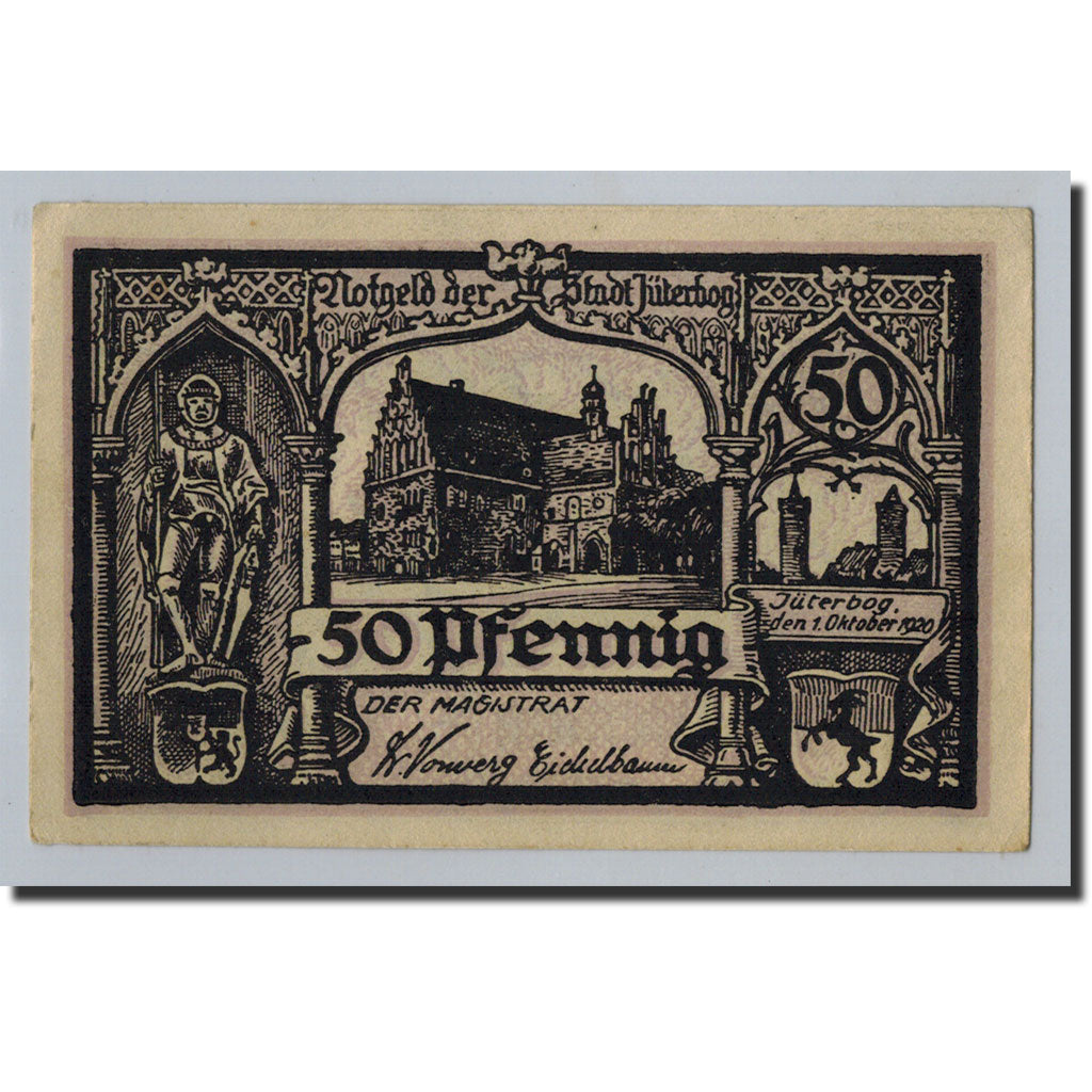 Banknote, Germany, Jüterbog, 50 Pfennig, château, 1920, 1920-10-01, UNC(63)