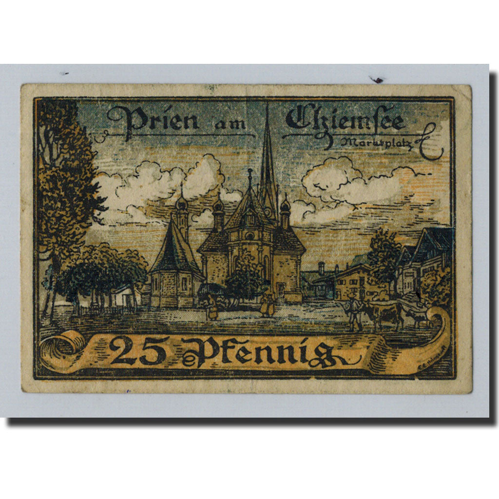 Banknote, Germany, Prien, 25 Pfennig, Eglise, 1920, 1920-12-01, AU(55-58)