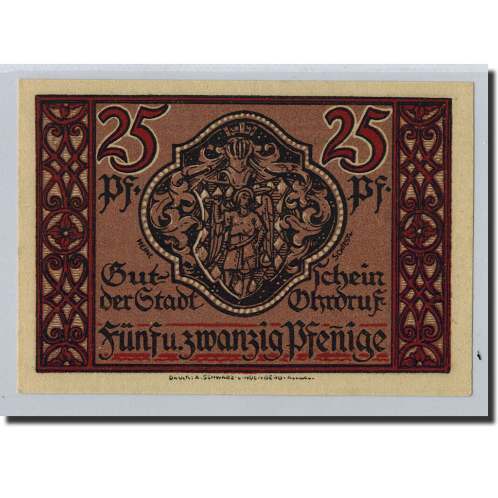 Banknote, Germany, Ohrdruf Stadt, 25 Pfennig, château, 1921, 1921-03-01