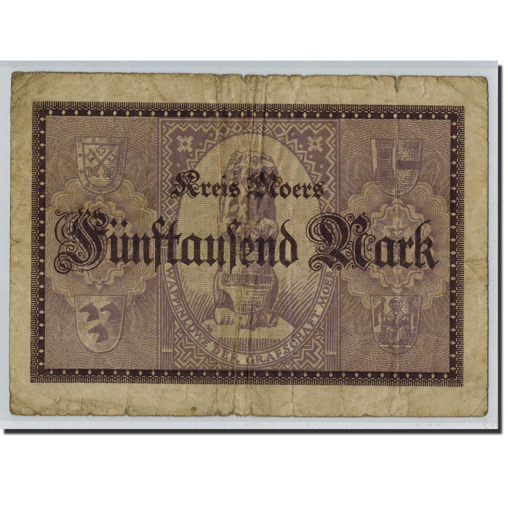 Banknote, Germany, Moers, 5000 Mark, Ecusson, 1923, 1923-02-15, EF(40-45)