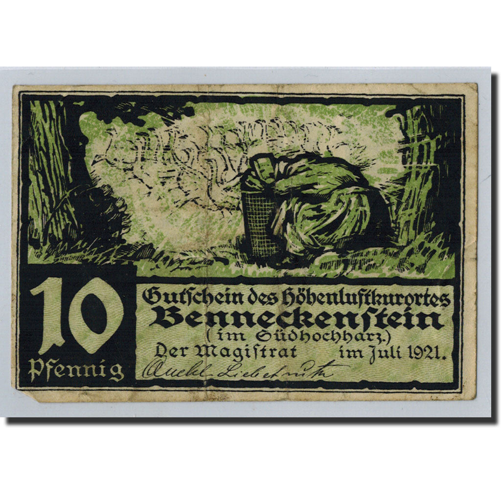 Banknote, Germany, Benneckenstein, 10 Pfennig, personnage, 1921, Undated