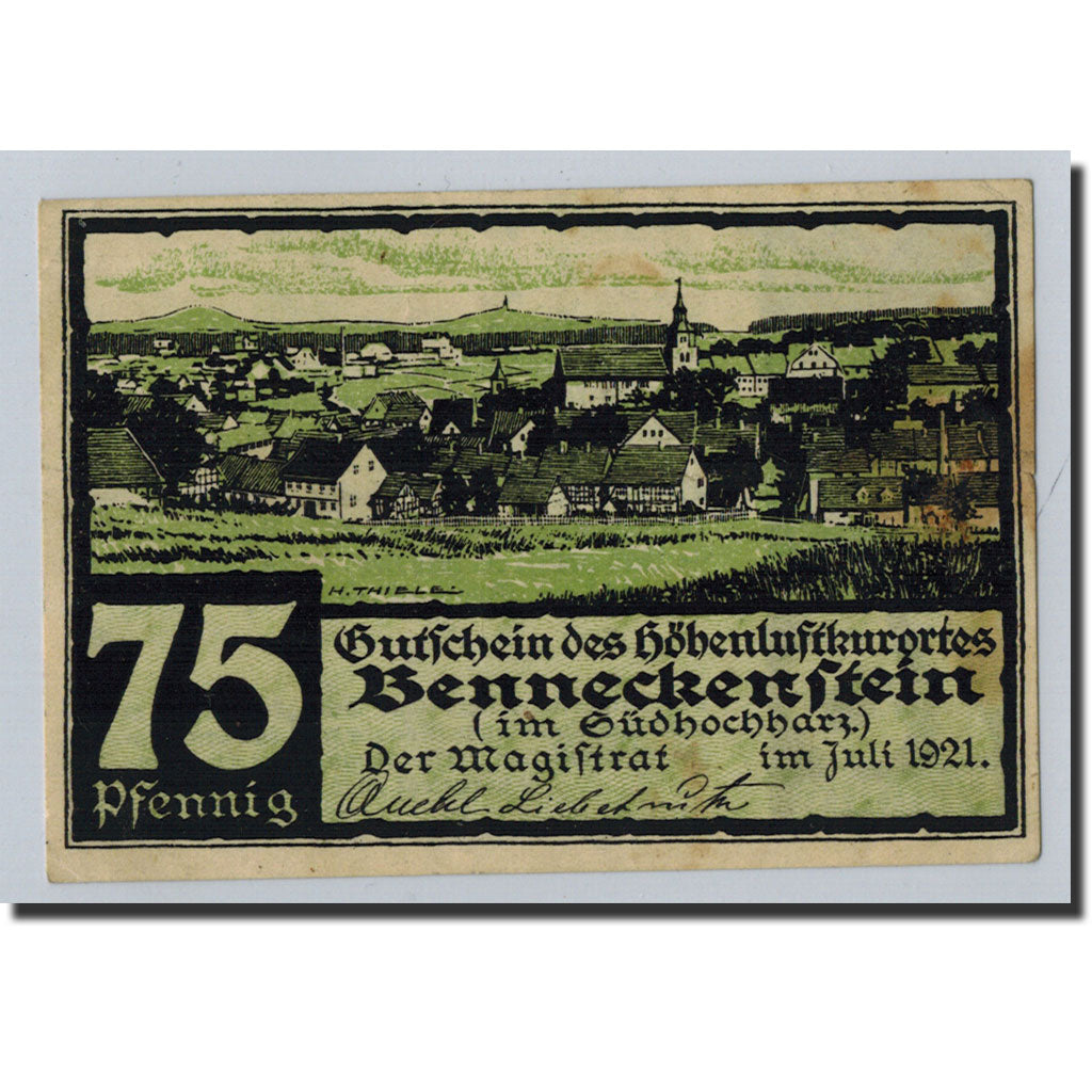 Banknote, Germany, Benneckenstein, 75 Pfennig, paysage, 1921, Undated