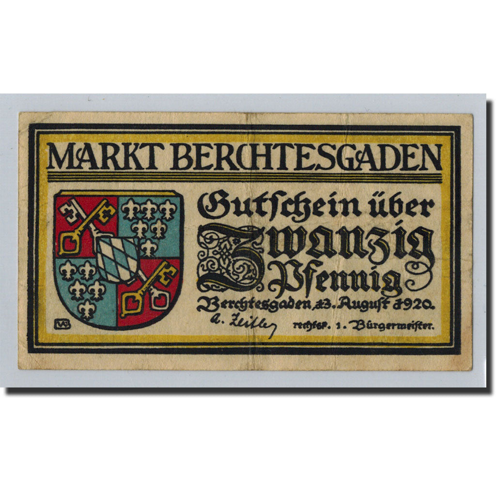 Banknote, Germany, Berchtesgaden, 20 Pfennig, paysage, 1921, 1921-08-13