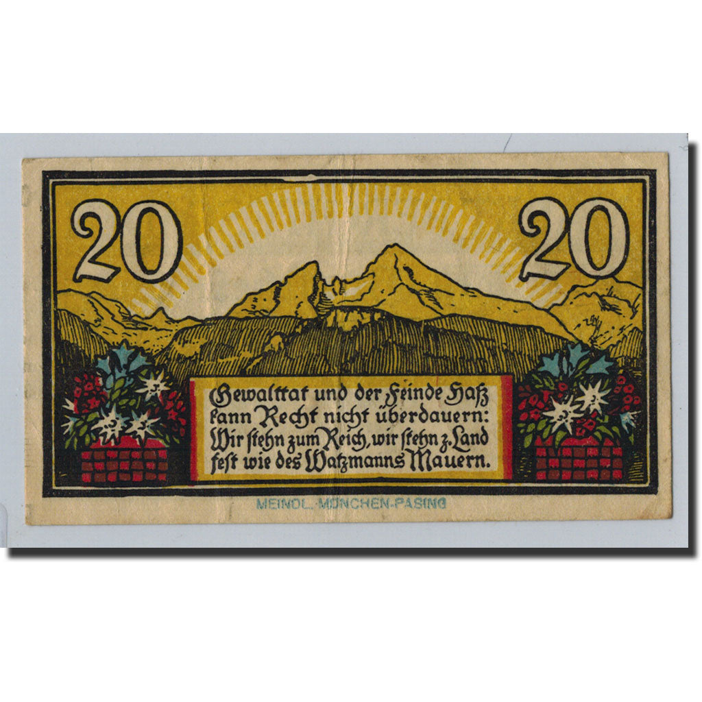 Banknote, Germany, Berchtesgaden, 20 Pfennig, paysage, 1921, 1921-08-13