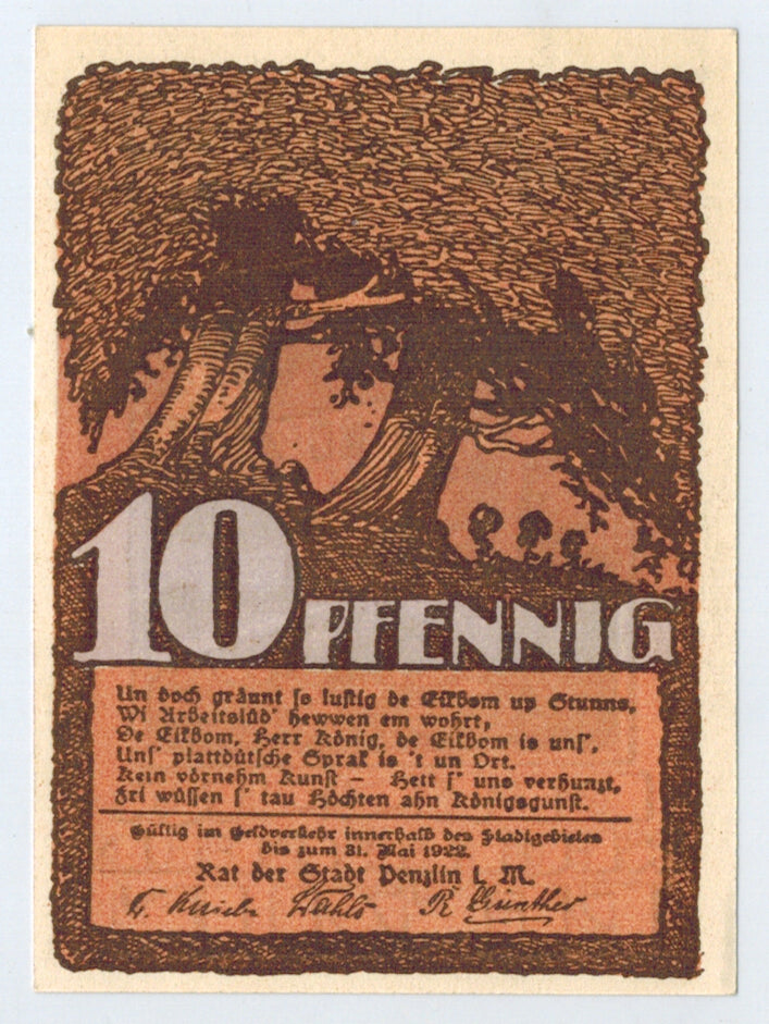 Banknote, Germany, Penzlin, 10 Pfennig, Maison, O.D, Undated, UNC(63)