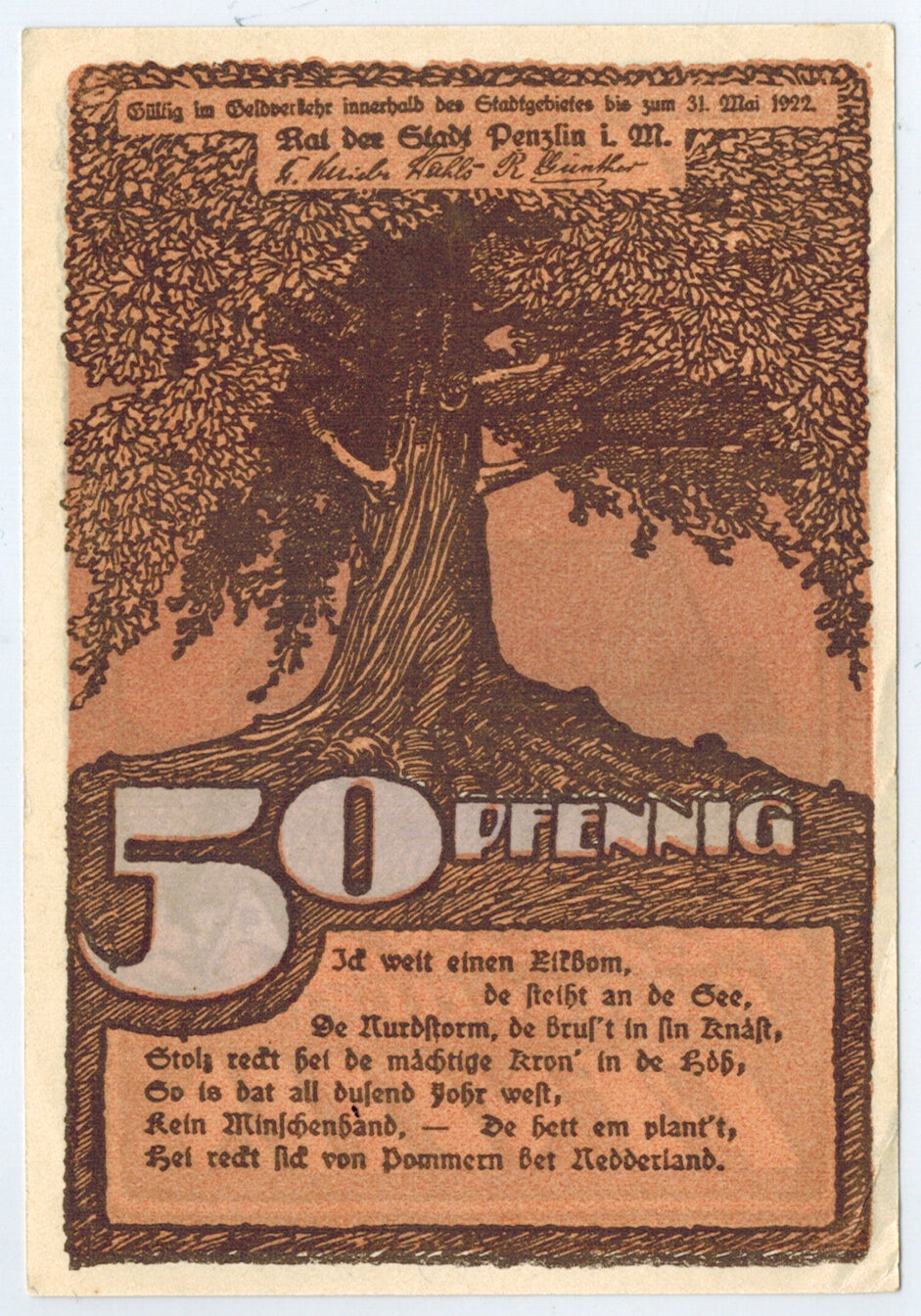 Banknote, Germany, Penzlin, 50 Pfennig, Maison, O.D, Undated, UNC(63)