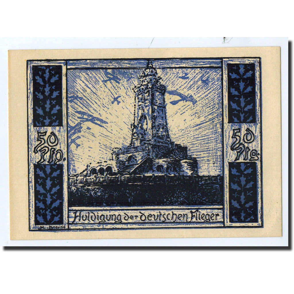 Geldschein, Deutschland, Frankenhausen am K., 50 Pfennig, Monument, 1921