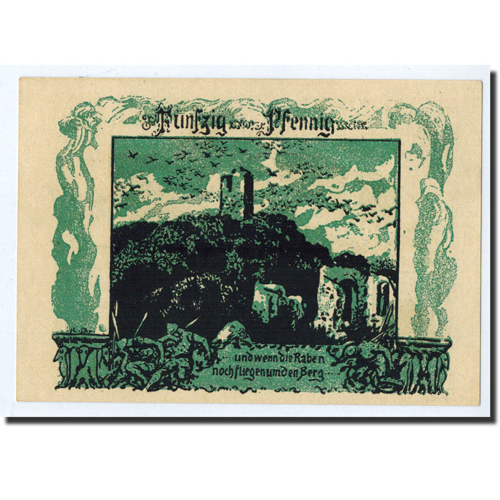 Banknote, Germany, Frankenhausen am K., 50 Pfennig, paysage, 1921, 1921-06-19