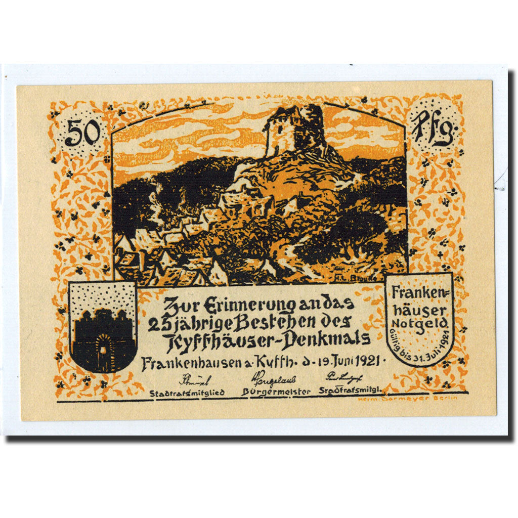 Geldschein, Deutschland, Frankenhausen am K., 50 Pfennig, personnage 2, 1921