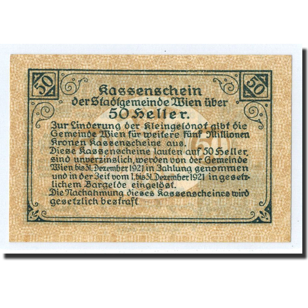 Geldschein, Österreich, Vienne, 50 Heller, Citation, 1921, 1921-12-03, UNZ