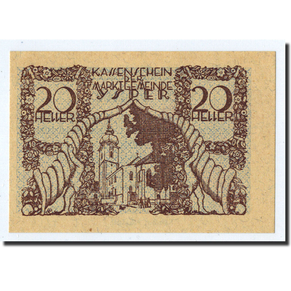 Geldschein, Österreich, Ysper, 20 Heller, village, 1921, 1921-03-31, UNZ