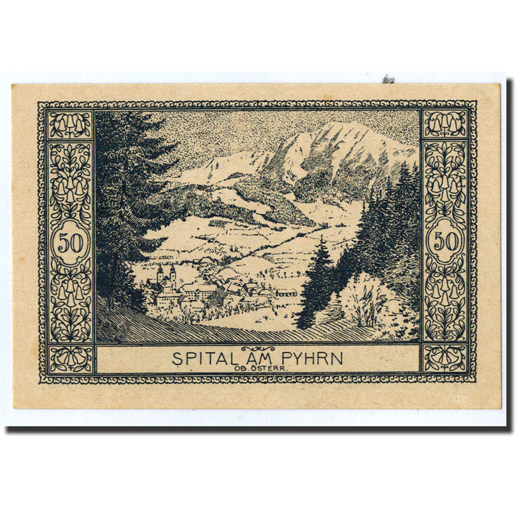 Geldschein, Österreich, Spital am Ryhrm, 50 Heller, paysage, 1921, 1921-03-31