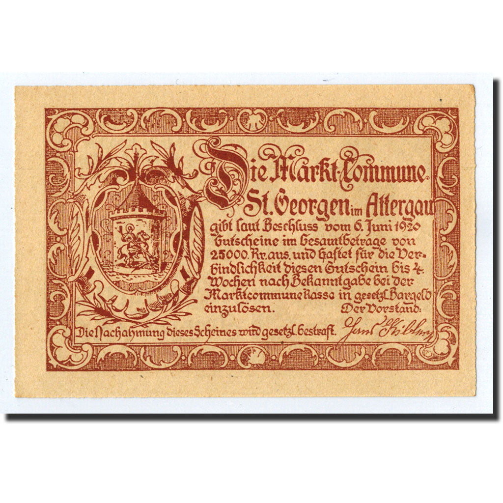 Geldschein, Österreich, St Georgen im Attergau, 50 Heller, tour, 1920