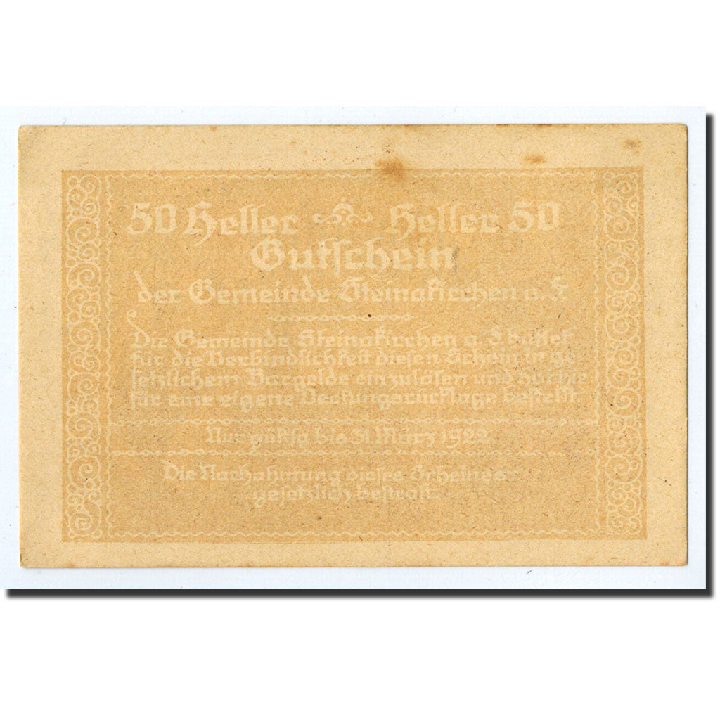 Geldschein, Österreich, Steinakirchen am Forst, 50 Heller, paysage, 1920