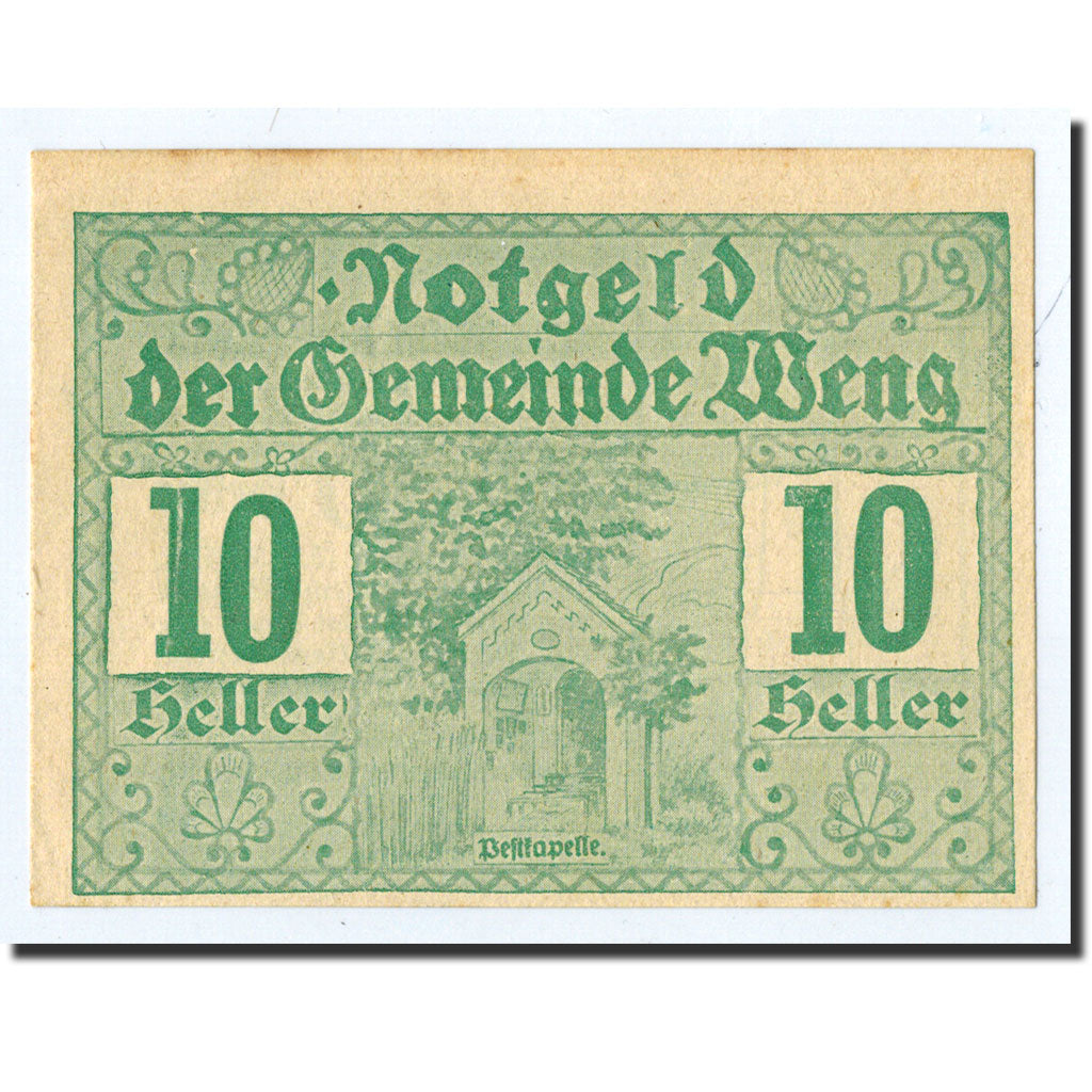 Geldschein, Österreich, Weng, 10 Heller, Monument, 1920, Undated, UNZ