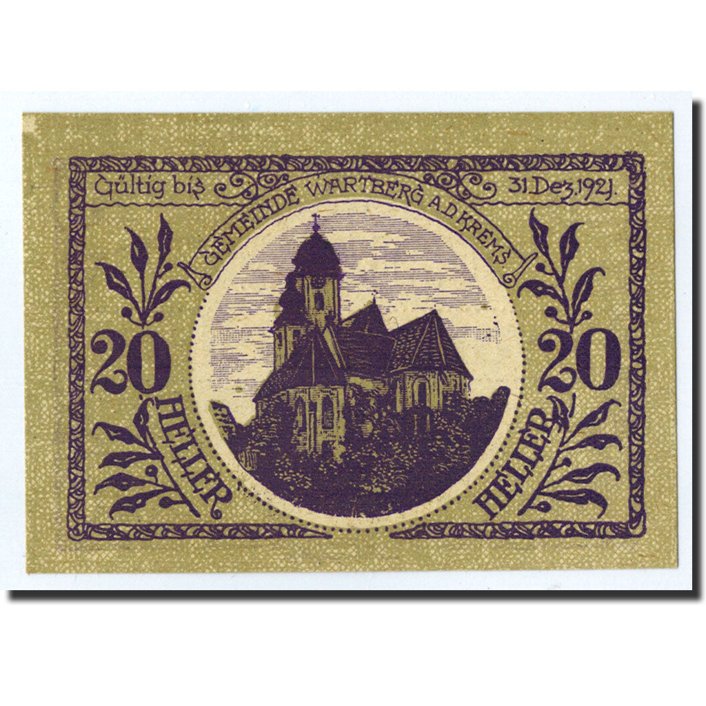 Geldschein, Österreich, Wartberg, 20 Heller, Eglise, 1921, 1921-12-31, UNZ